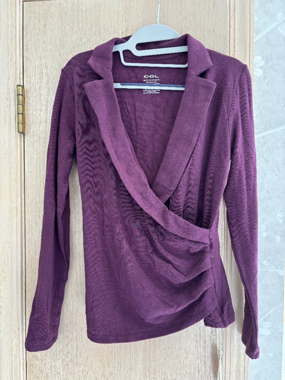 OGL Purple Eco-Mousse®3.0 Collared Surplice Top NWT Sz Medium